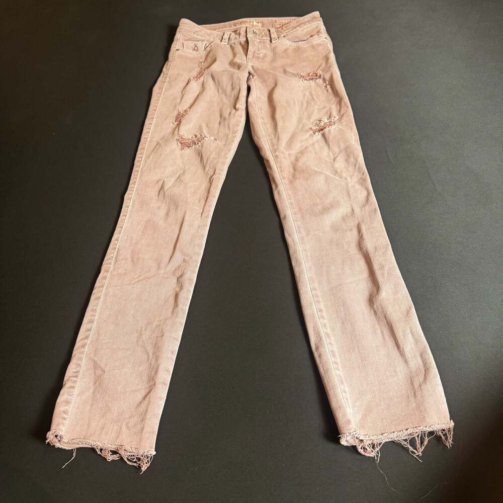 Guess Ultra Low Skinny Distressed Raw Hem Jeans Mauve Size 24
